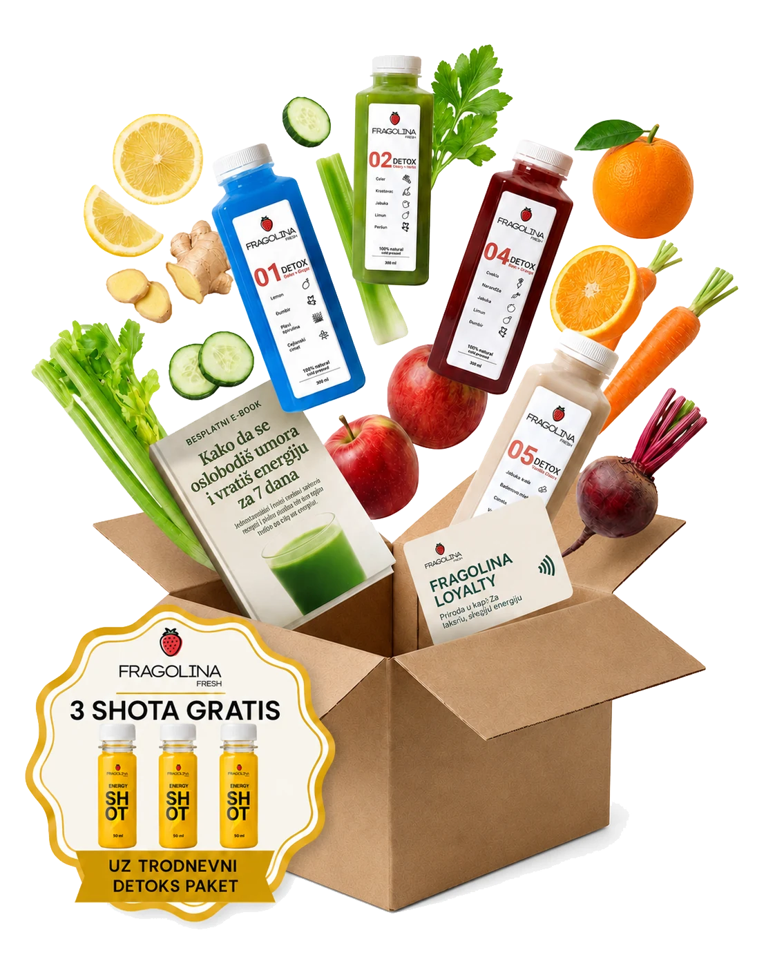 Fragolina trodnevni detox paket sa 3 energy shota gratis